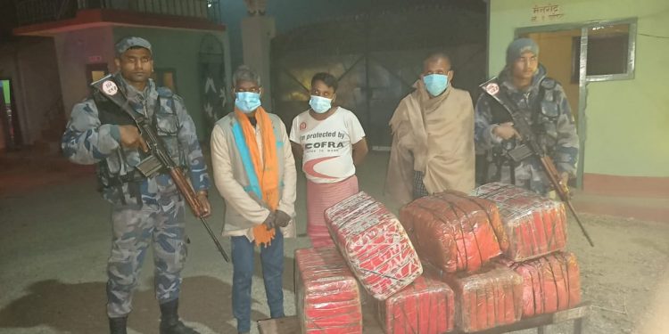 भारत लैजान लागेको १ क्वीन्टल भन्दाबढी गाँजा सहित ३ जना स्क्वाड टोलीको नियन्त्रणमा