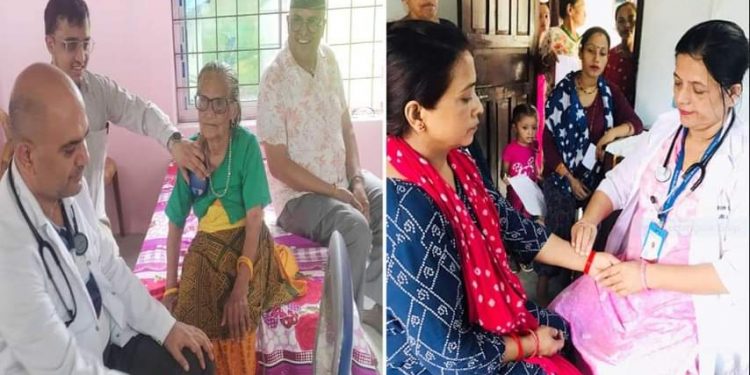 पथरीका बृद्धबृद्धा र बेलबारीका महिलाले पाए गाउँमै निःशुल्क उपचार