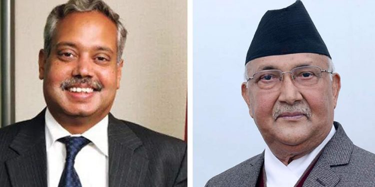 ओली र भारतीय राजदूत श्रीवास्तवबीच भेटवार्ता