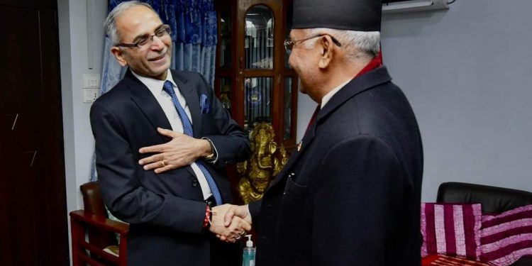 एमाले अध्यक्ष ओलीसँग भारतीय विदेशसचिव क्वात्राको भेटवार्ता