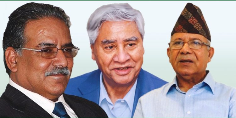 राष्ट्रपति निर्वाचन प्रकरण : प्रचण्डसँग निर्णायक छलफल गर्न बालुवाटारमा देउवा र नेपाल