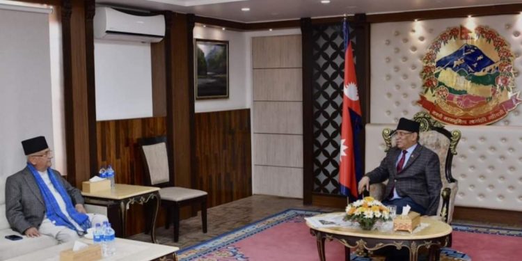 राष्ट्रपति उम्मेदवारबारे प्रधानमन्त्री दाहाल र एमाले अध्यक्ष ओलीबीच छलफल