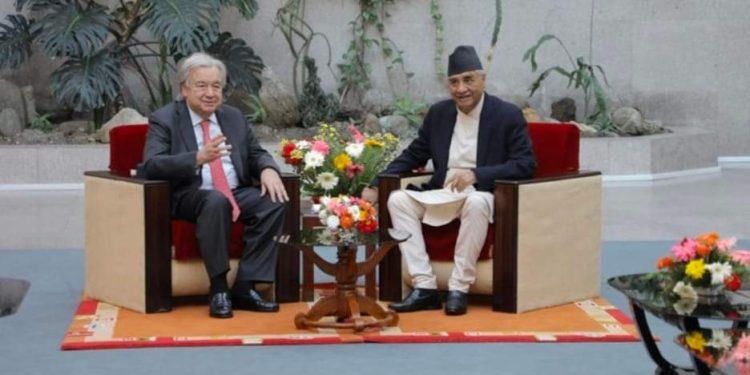 राष्ट्रसंघका महासचिव गुटरेस र कांग्रेस सभापति देउवाबीच भेटवार्ता, यी दुई विषयमा भयो गहन छलफल