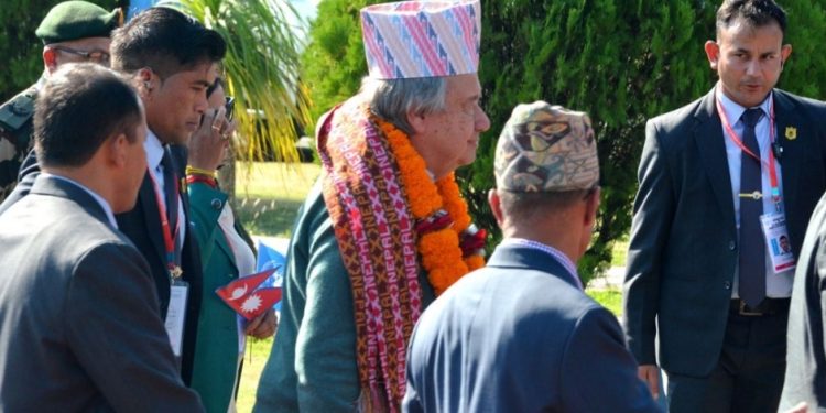 महासचिव गुटेरेस लुम्बिनी जाँदै, प्रधानमन्त्रीसहितको टोलीले स्वागत गर्ने