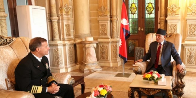 प्रधानमन्त्री प्रचण्ड र अमेरिकी नौसेनाध्यक्ष एक्विलिनोबीच भेटवार्ता