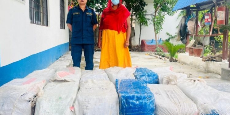 सप्तरीमा ठूलो परिमाणमा गाँजा बरामद, एक महिला पक्राउ